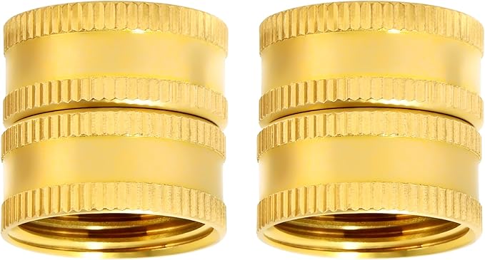 TAROSE 2 Pack Brass Garden Hose Adapter, Female to Female Hose Adapter Connector, GHT to GHT Adapter Hose Fitting,Double Female Brass Garden Hose to Pipe Fittings Connect