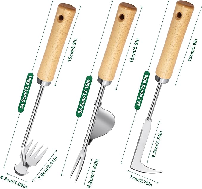 BOOLOOEN3Pack Weed Puller Tool, Manual Hand Weeder Paver, Crack Weeder, Stainless Steel Crevice Weeding Digger Tool, Paving Brick Moss Removal, L-Shape Gardening Crack Tool for Lawn Edger and Driveway