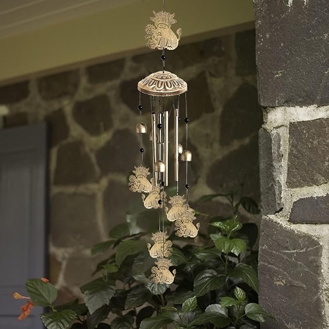 Wind Chimes for Outside, Metal Wind Chimes House Outdoor Decor for Garden Backyard Front Porch Patio, Mom Women/Men Birthday House Warming Gifts, Highland Cow Windchimes