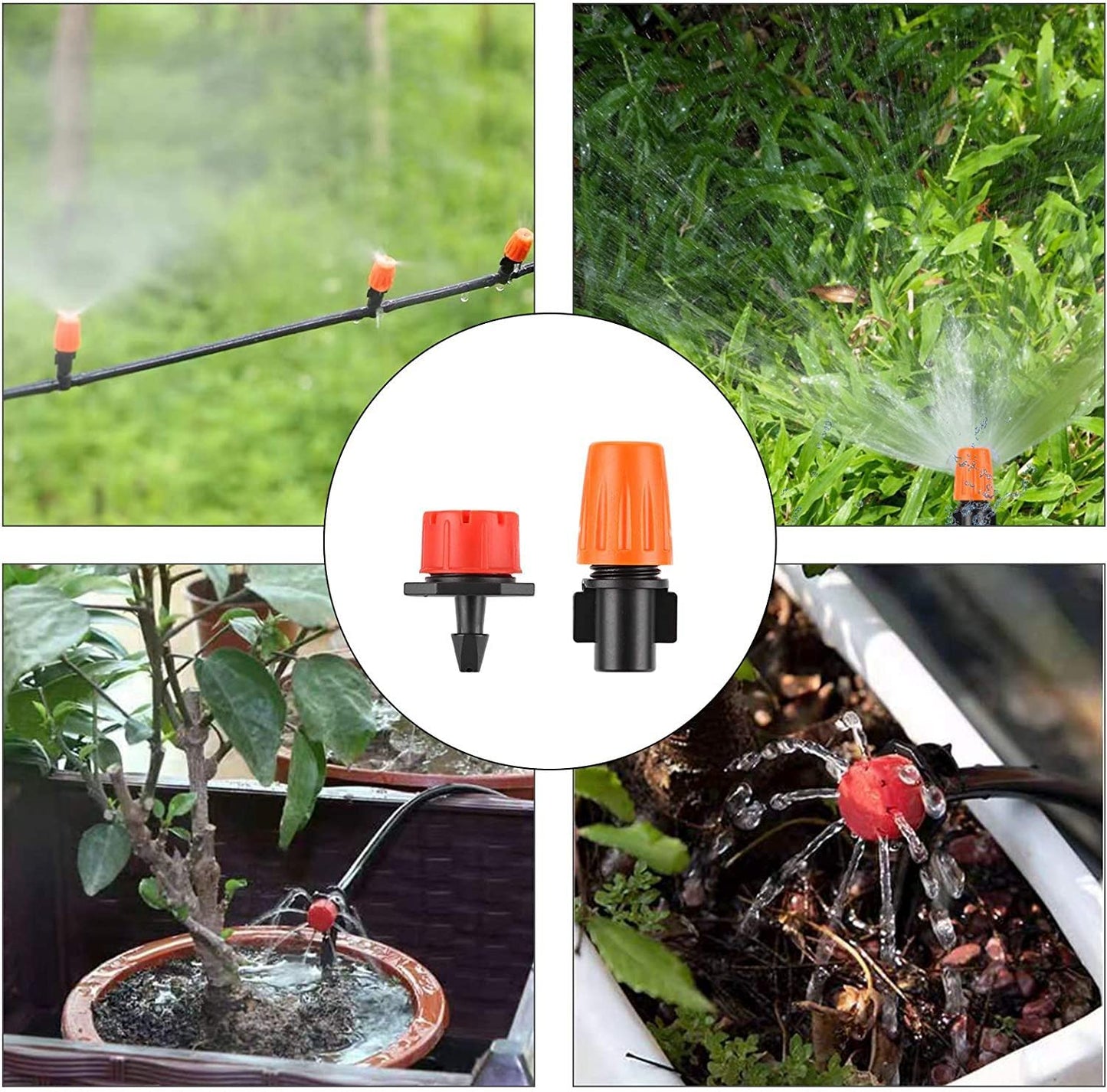 FAMILY'S BACKYARD 131FT Drip Irrigation System,Irrigation System for Garden Watering System,drip Irrigation kit1/2inch to 1/4inch Irrigation Tubing Hose Adjustable Nozzle Emitters Barbed Fittings