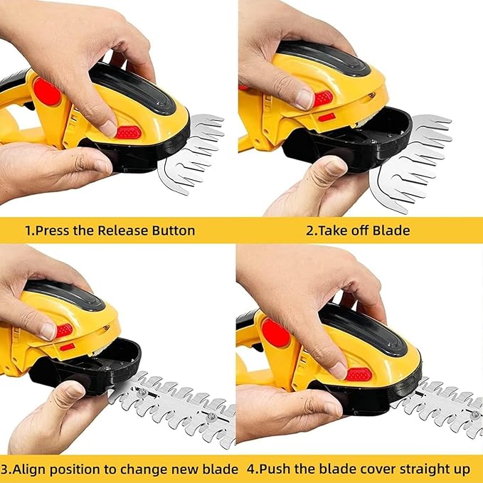 24V Cordless Hedge Trimmer & Grass Shear, 2 in 1 Handheld Shrubbery Trimmer Electric Grass Trimmer, Lightweight & Safe Grass Cutter/Hedge Shear with 2 Pcs Rechargeable Batterys and Charger