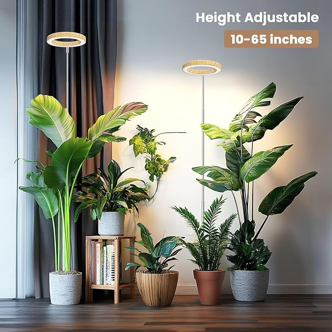 Grow Light, Full Spectrum LED Plant Lighs for Indoor Growing with 6/12/16H Timer, 3 Color Modes, 5 Brightness, 10"-60" Height Adjustable Plant Grow Lamp for Tall Indoor Plants (3 Pack)