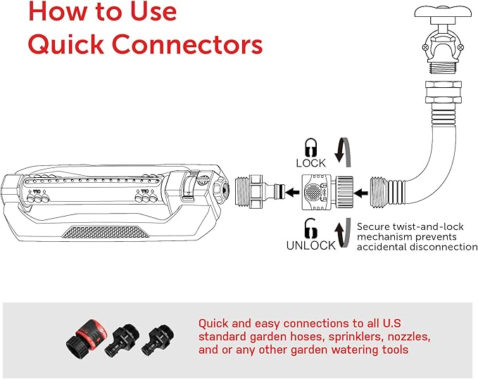 Eden 96212 Turbo Oscillating Sprinkler, Covers Up to 4,499 sq. ft., 18 Precision Nozzles, Flow and Width Controls, Adjustable Range, Triple Nozzle Switches, Quick Connects, Filters