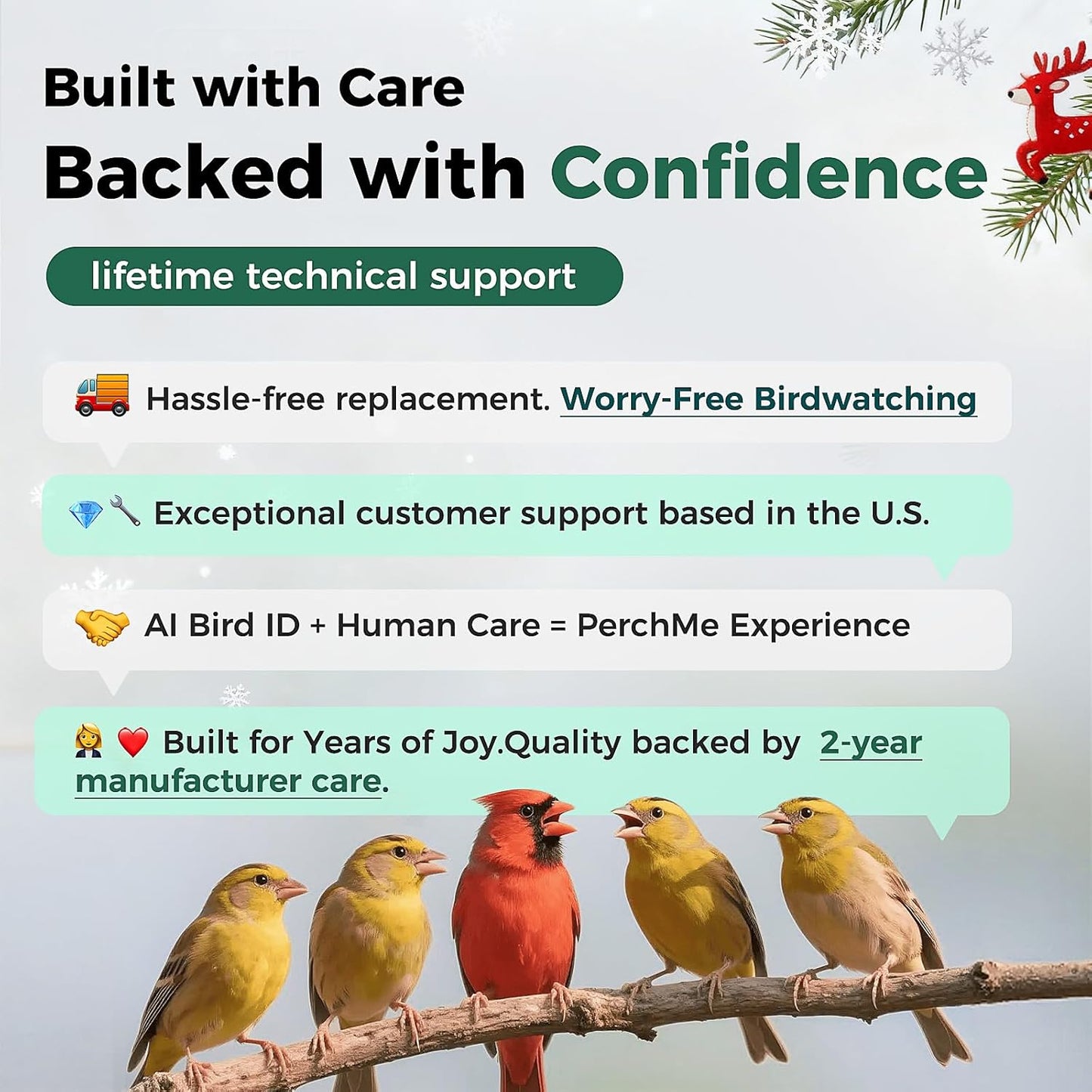 PerchMe® 2025 New AI Bird Feeder with Camera Solar Powered -2K HD Live View,Smart Bird House Camera Wireless Outdoor,DIY Add-ons,Pefect Birding Gift for Parents & Families