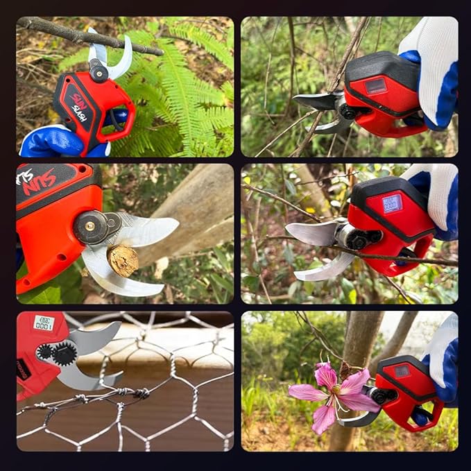 Upgraded Cordless Electric Pruning Shears with LCD Display, Battery Powered Garden Shears with Brushless Motor, 2 Rechargeable Batteries, 1.6 Inch Cutting for Trees, Shrubs, and Yard Trimming