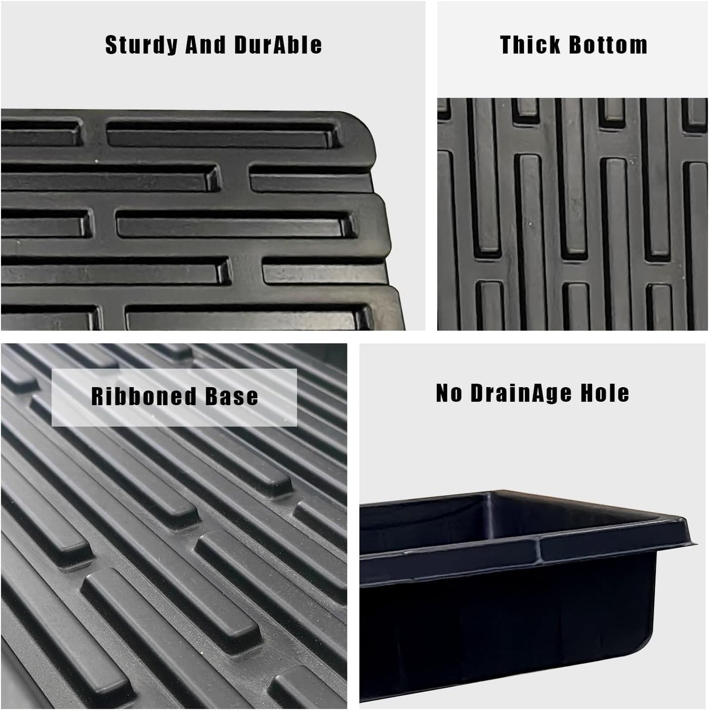 Plant Growing Nursery, Standard 1020 Trays Plastic Sturdy Farmer Self Seedling Tray for Microgreens Indoor Nursery Pots Transplantation (5-Pack, 21.6"ร11.2", 2.52" Deep, no Holes)