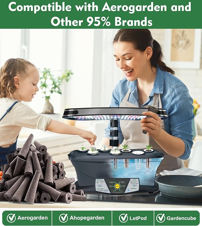 216 pcs Seed Pods Kit for Aerogarden, Grow Sponges for Hydroponics Growing System, Grow Pods for Aerogarden Kit with 100 Hydroponic Grow Sponges, 100 Pod Labels, 15 Plant Tags, 1 Mark Pen, Pink