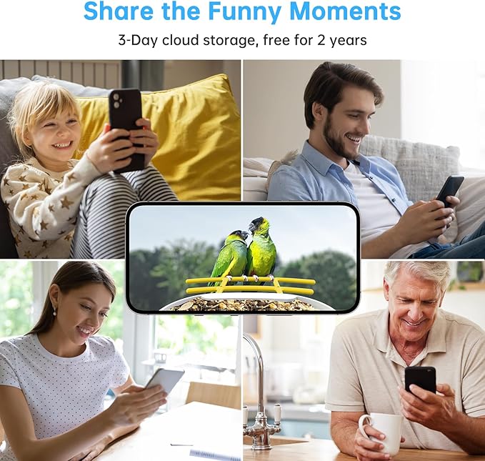 SMONET Bird Feeder with Camera B300-YE: Smart Birdhouse Camera AI Recognition Solar Powered,Outdoor Wireless WiFi Bird Feeder Watching Live Video,Funny Birthday Gifts for Mom Mother and Dad Father