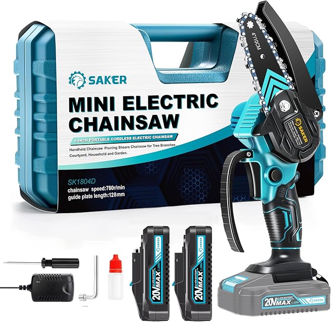 Saker Mini Chainsaw,Portable Electric Chainsaws Cordless,Small Handheld Chain Saw Pruning Shears Chain Saws for Tree Branches,Christmas Gifts for for Men Dad Husband Women,Courtyard and Garden