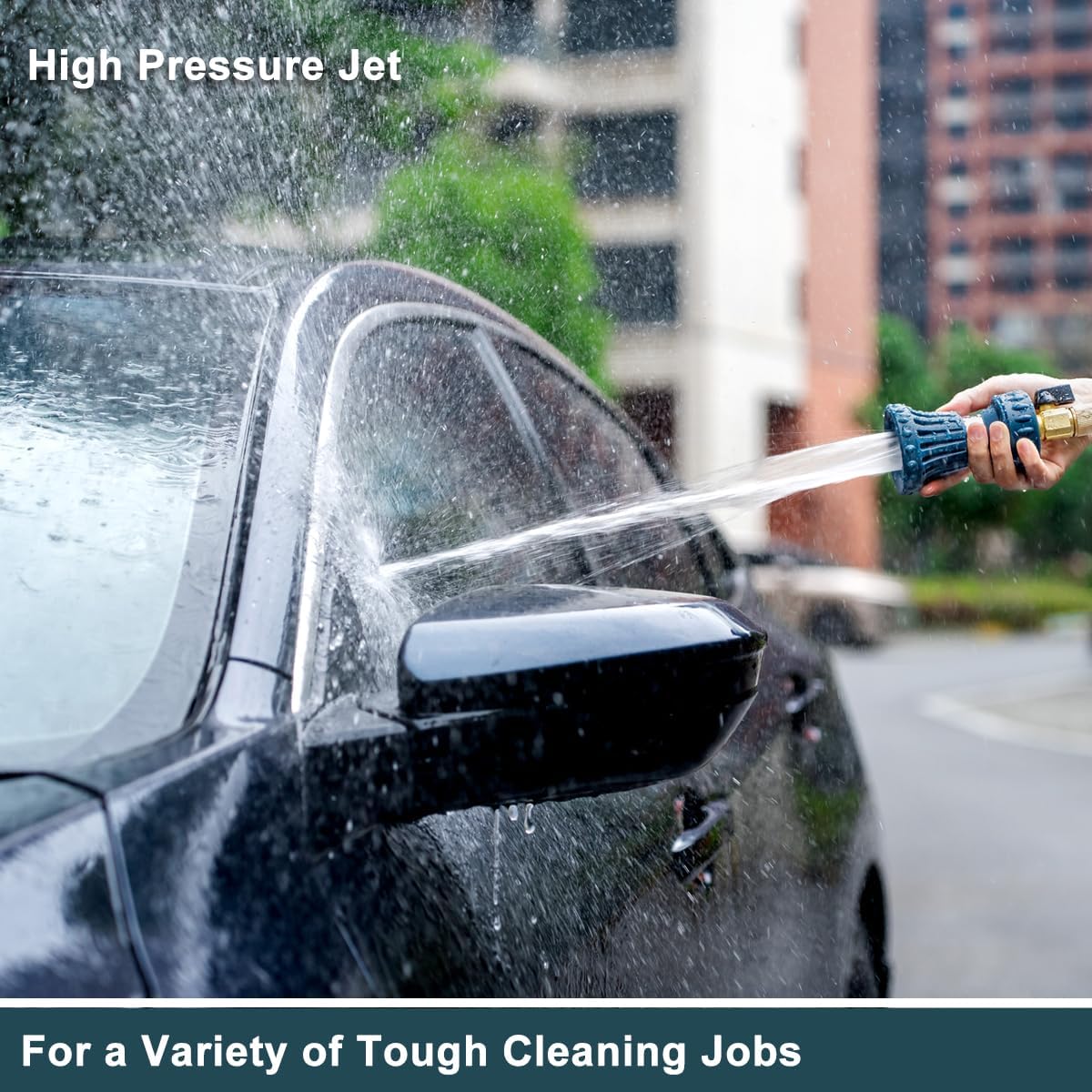 FANHAO Fireman Style Garden Hose Nozzle, Heavy Duty Metal Fire Water Nozzle, High Power Leak Proof Adjustable Hose Sprayer Nozzle for Garden Watering, Patio Cleaning, Car & Pets Washing