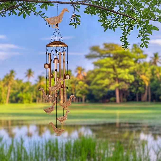 Duck Wind Chimes for Outside, Metal Windchimes Outdoors, Duck Gifts for Women/Men, Memorial/Birthday Gifts, Garden Decor for Outside, Patio or Yard, Durable Chimes for Outdoors