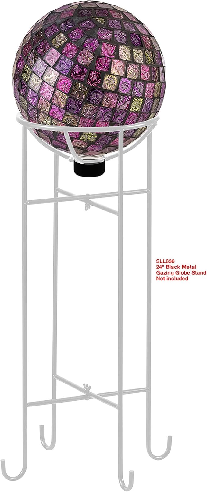 Alpine Corporation 10" Diameter Indoor/Outdoor Glass Mosaic Gazing Globe Yard Decoration, Pink