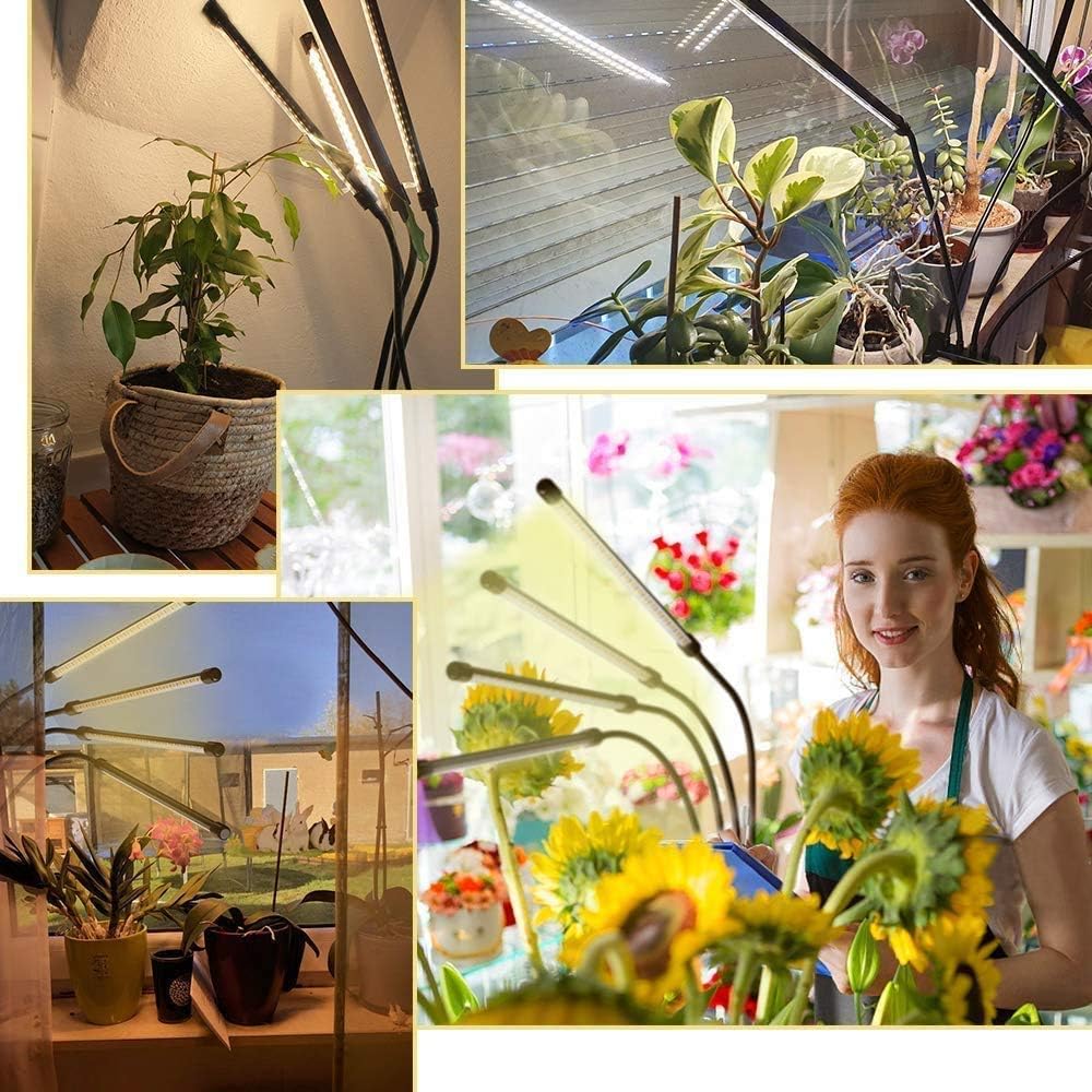 bseah Plant Lights for Indoor Plants, Grow Lights for Seed Starting ON & Off Full Spectrum LED with Timer 4 Tubes