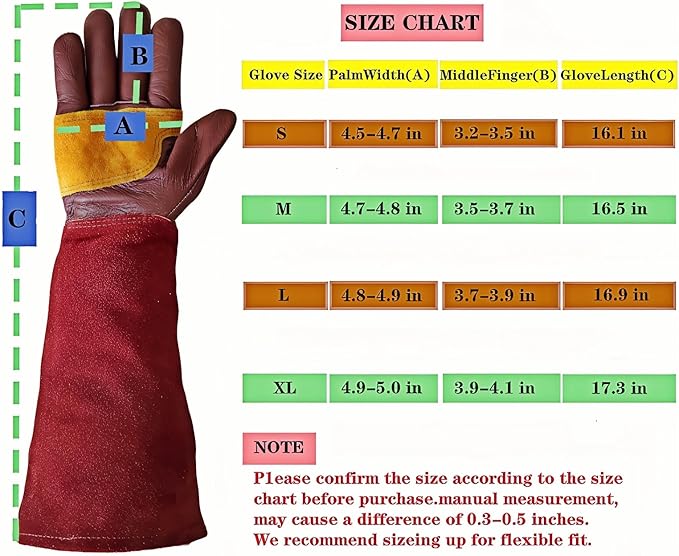 Gardening Gloves for Women/Men,Rose Pruning Long Leather Garden Gloves Thorn Proof