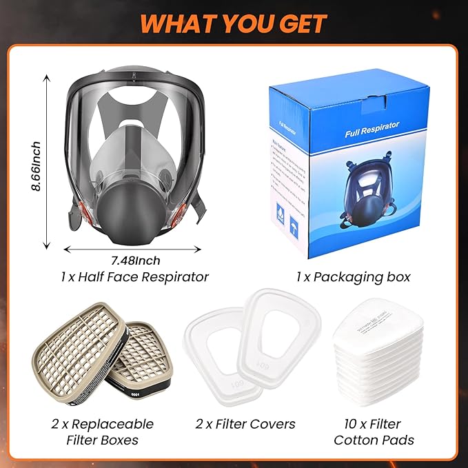 Gas Mask for Painting, Woodworking, Construction, Sanding, Spraying, Chemicals, DIY and More