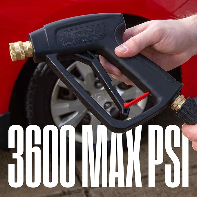 Westinghouse Short Pressure Washer Gun - 3600 Max PSI, M22 Connector - for Gas and Electric Pressure Washers