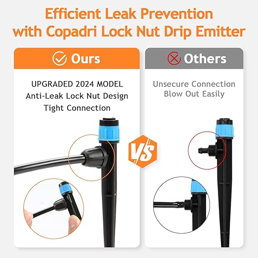 50pcs Drip Emitters Fan Shape with Stake for 1/4" Irrigation Tubing, Adjustable 360 Degree Water Flow Irrigation Vortex Sprayer On 5" Stake Garden Irrigation Dripper for Watering System