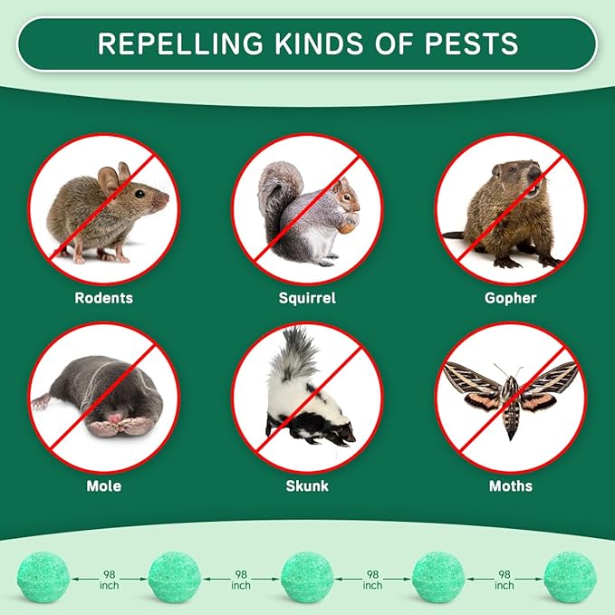 Rodent Mouse Repellent 42 Pieces, Peppermint Oil Moth Balls for Mice Rats Deterrent, Natural Pest Control Pouches for Chipmunks, Squirrels, Safe for Humans & Pets, Skunks, Indoor and Outdoor Use