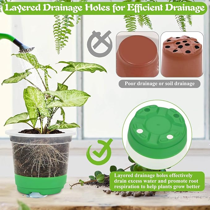 Caffox 45PCS Reusable Seed Starter Kit Includes 20 Packs 5" Clear Nursery Pots with Silicone Base, Repotting Mat, Gardening Gloves, Plant Labels and Seedling Tools for Easy Transplant