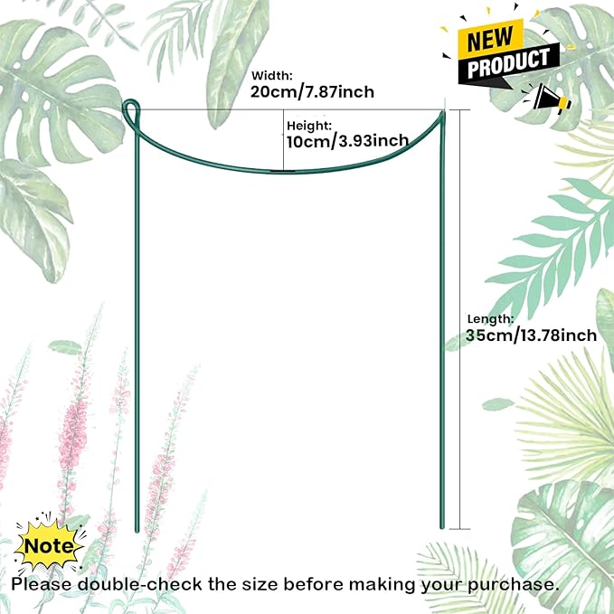 8 Pack Snake Plant Support Stakes - Rust-Proof Half Round Peony Stakes and Supports - Ideal for Hydrangeas, Dahlias, ZZ, and More - Indoor and Outdoor Potted Plant Support and Stakes