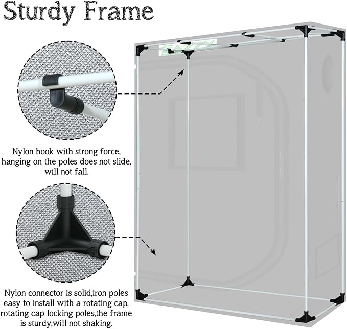 zazzy Tent for Plants Indoor, 48"x24"x60" Grow Tents Plant Tent 600D Mylar Reflective Grow Tent for Hydroponics Indoor Growing 4x2