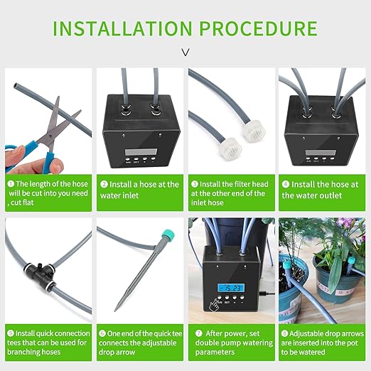 Automatic Plant Waterer Indoor, Indoor Plant Watering Devices with 2 self-Priming Pump, Automatic drip Irrigation kit with 20 Adjustable droppers, self Watering System, programmable Timer