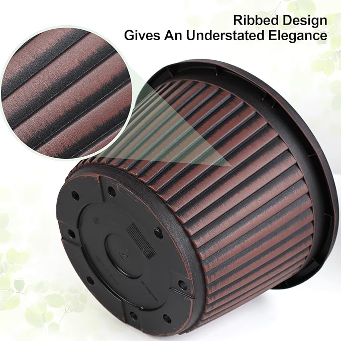 Planter-Pots-for-Plants-Indoor-Outdoor, 4 Pack 10 Inch Plastic Flower Pots with Saucer & Drainage Holes, Modern Garden Planters for Planting Medium Large Plants,Decorative Resin Garden Pots