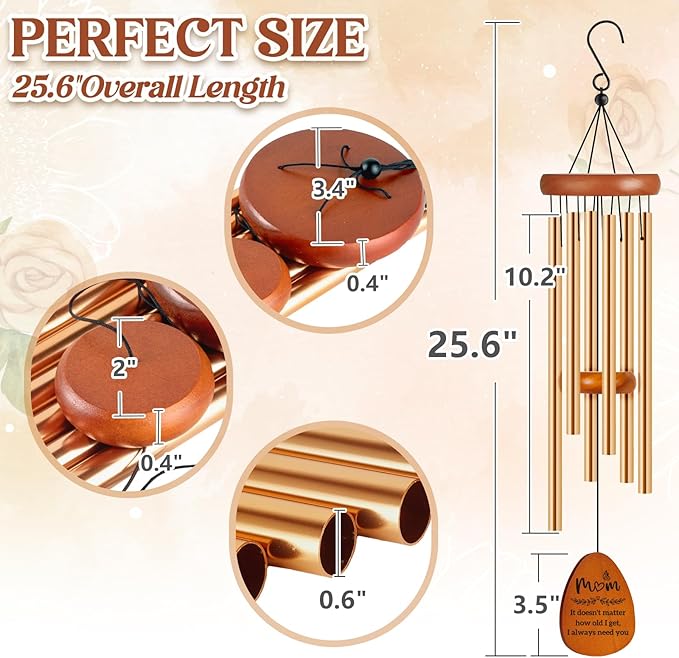 Gifts for Mom Birthday, Mom Birthday Gifts from Daughter Son Kids, Mother Gift Wind Chimes, Unique Mother Gift Ideas for Mother's Day, Christmas, Thanksgiving