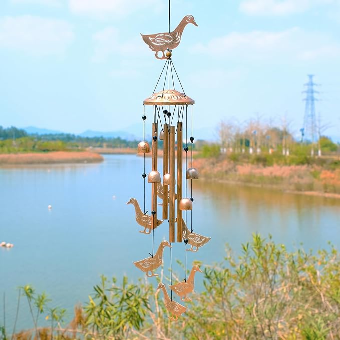 Duck Wind Chimes for Outside, Metal Windchimes Outdoors, Duck Gifts for Women/Men, Memorial/Birthday Gifts, Garden Decor for Outside, Patio or Yard, Durable Chimes for Outdoors