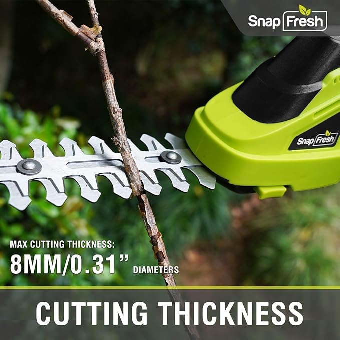 SnapFresh Cordless Grass Shear Bush Trimmer, 2 in 1 Handheld Hedge Trimmer, 7.2V Electric Grass Trimmers, Lightweight Shrubbery Trimmers Battery & Charger Included, Shrub Trimmer for Garden(Green)