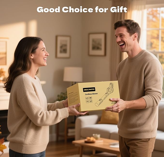 Leaf Blower Cordless, 650 CFM/170 MPH, 6-Speed Levels with 2 X 4.0Ah Handheld Battery Leaf Blower, Electric Blowers for Lawn Care, Garden, Yard (Yellow & 2 Battery)