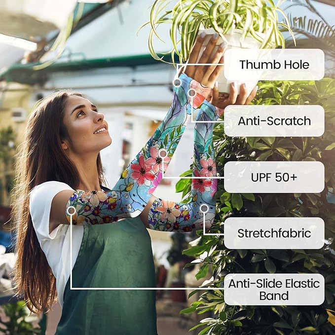 Gardening Sleeves Farm Sun Protection Arm Cooling Sleeves Thorn Proof Garden for Women Men with Thumb Hole