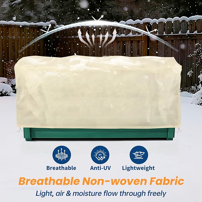 Plant Covers Freeze Protection, 2 Pack Garden Covers for Raised Bed, Frost Cloths for Outdoor Plants, Winter Protection for Vegetables & Flowers (55"×28"×18", Fit 2'×4' Bed)