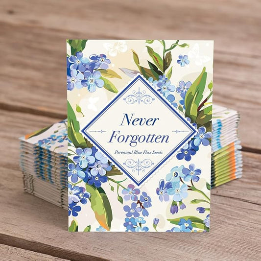 Bentley Seed Co. | Memorial Vintage Gift | Non-GMO, Non-Coated Blue Flax Seed Packets | Memorial & Funeral Keepsake | Linum Lewisii