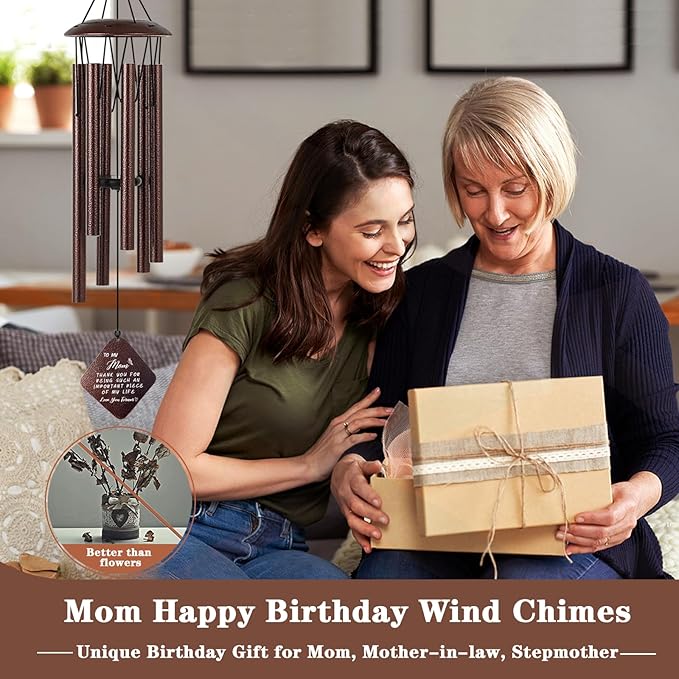 Birthday Gifts for Mom, Unique Mom Birthday Gifts from Daughter Son, 32" Bronze Wind Chimes