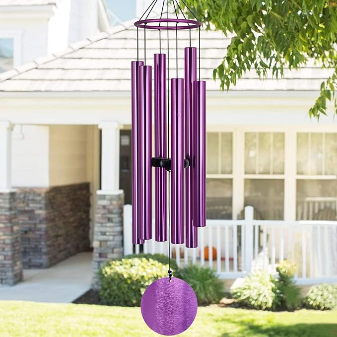 Memorial Wind Chimes Outdoor Large Deep Tone,36 Inch Wind Chimes Unique Tuned Relaxing Soothing Melody,Sympathy WindChimes for Mom,Dad,Garden, Yard, Patio, Porch,Home Decoration and Gift,(Purple)