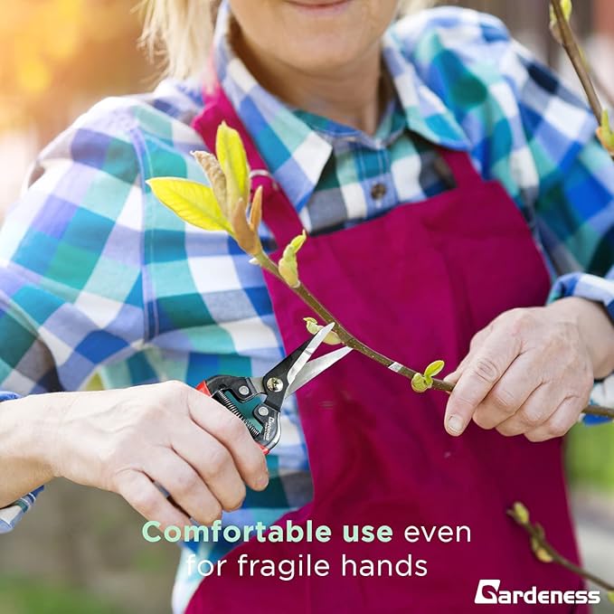 Gardeness 12 PCS Straight SK5 Steel Pruning Shear Garden Scissor Flower Leaf Trimmer Floral Fruits Picking Ultra Sharp Gardening Snips Bonsai Cutter Durable Effort-saving Clippers, Hand Pruners