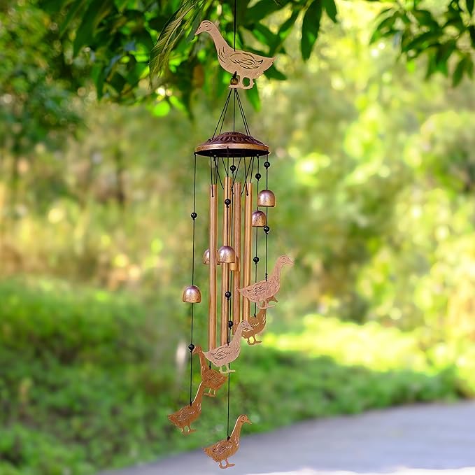 Duck Wind Chimes for Outside, Metal Windchimes Outdoors, Duck Gifts for Women/Men, Memorial/Birthday Gifts, Garden Decor for Outside, Patio or Yard, Durable Chimes for Outdoors