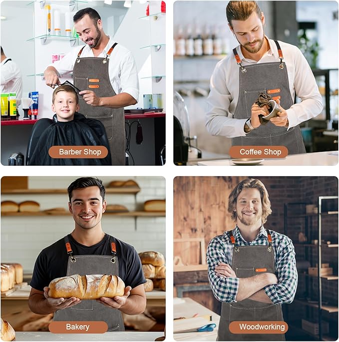 Multi-Functional Men's Tool Apron, Multi-Pocket Canvas Apron, Woodworking, Mechanic, Blacksmith, Waiter Work Apron