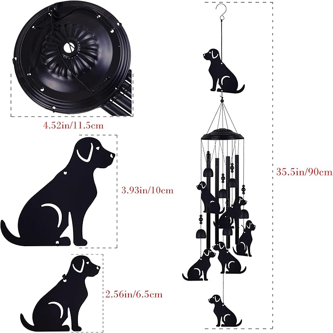 Dogs Wind Chimes Outdoor, Memorial Wind Chimes, Mobile Bells, Music Wind Catcher, Puppy Wind Chime for Home, Tree, Yard, Patio, Garden Decoration, Festival Gifts for Mom, Xmas Gifts for Dog Lovers