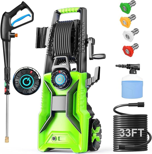 5000PSI Pressure Cleaner 4.0 GPM Adjustable Pressure,4.0 GPM Power Cleaner with Foam Cannon,4 Nozzles,33FT Hose and 500ml Soap Bottle for Home/Cars/Driveways/Patios/Fences(Blue)
