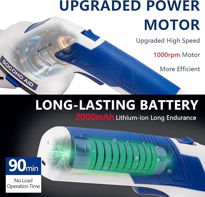 Cordless Grass Shear, 2 in 1 Hedge Trimmer, Electric Handheld Grass Cutter 7.2V Rechargeable Bush Trimmer Lightweight Shrubbery Hedge Shears with Type-C Cable and 2.0Ah Battery for Garden Yard Lawn