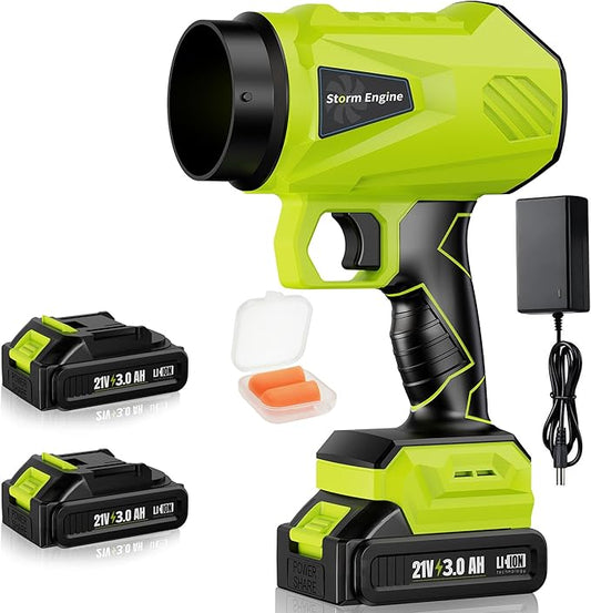 Cordless Leaf Blower, 2 x 21V 3000mAh Batteries, Lightweight & Adjustable Speed, 500W Power, 464 CFM, 50,000 RPM, Ideal for Yard & Garden Cleanup