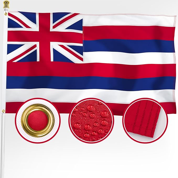 XIFAN Premium Hawaii State Flag 3x5 ft Outdoor, Double Sided Heavy Duty 210D Nylon HI Flags, the Strongest Longest Lasting for Outside with Sewn Stripes/Brass Grommets