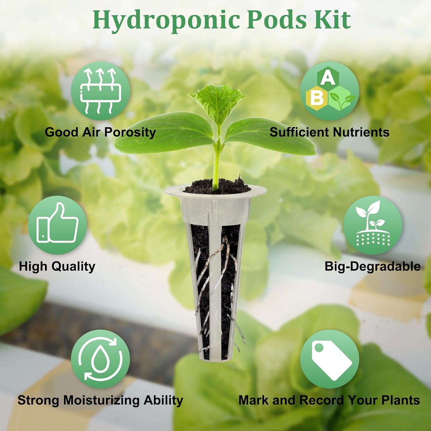 150 PCS Hydroponic Pods Kit, Seed Pods Kit for Aerogarden, Grow Anything Kit, Coolrunner Hydroponics Garden Accessories with 24 Baskets, 50 Stickers, 50 Sponges, 2 Tweezers, 24 Planting Cove (150)