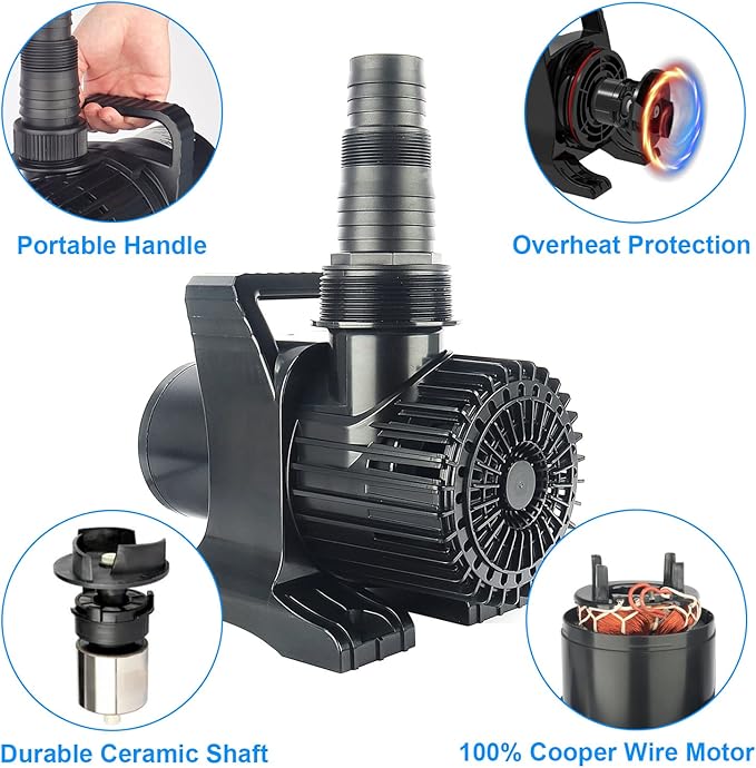 OYO WATER Outdoor Extra Large 13800gph-1100W 32.8FT Pond Water-fall & Kio Fish Fountain-s& Garden Pump Submersible IPX8:Long 32.8FT Cord Smart-er&Quieter Duck&Yard&Patio Ponds Pumps,1 Barrier Pump Bag