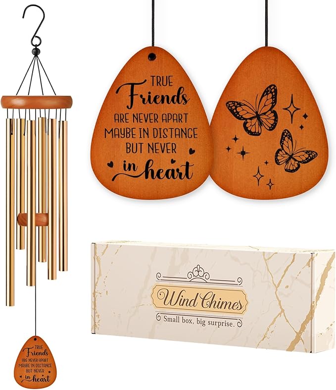Aurahouse Best Friend Christmas Birthday Gifts for Women, Friendship Gifts for Women Friends Wind Chimes, Bestie Friendsgiving Gift for Best Friend Woman Men, Long Distance Friendship Gift