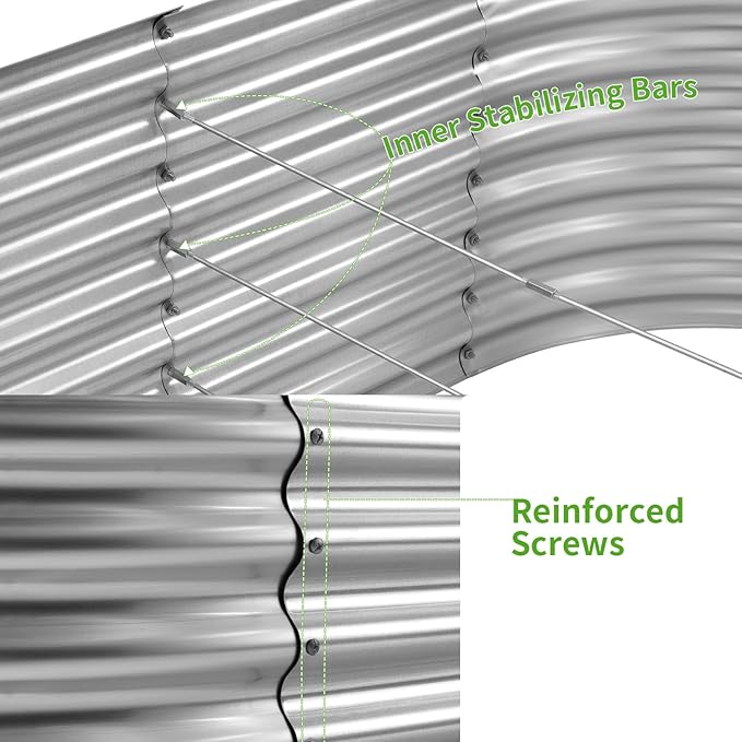 Land Guard Galvanized Planter Raised Beds, 6×3×1.99ft Galvanized Water Trough, Keyhole Raised Garden Bed Metal