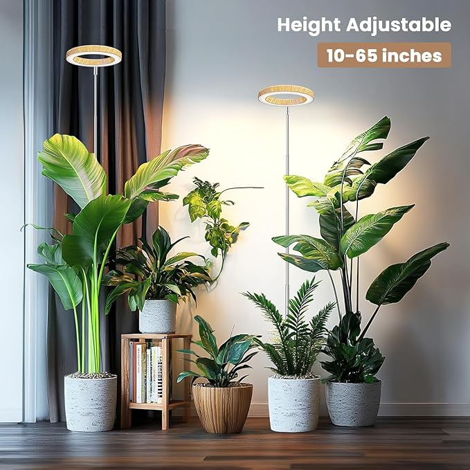Grow Lights for Indoor Plants, Full Spectrum Plant Grow Light with 6/12/16H Timer, 3 Color Modes, 5 Brightness, 10"-65" Height Adjustable Growing Lamp for Large Indoor Plants (2 Pack)