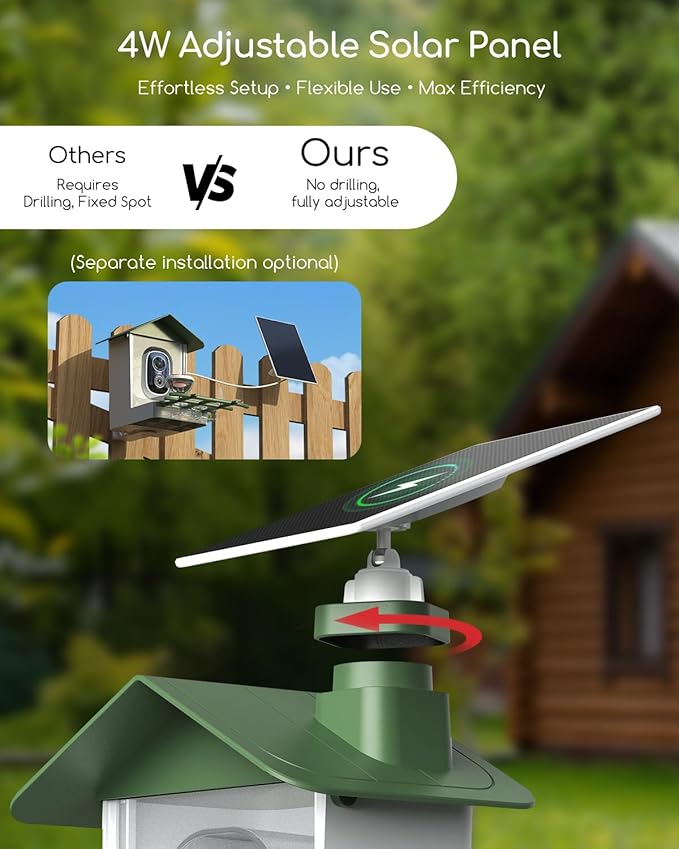 COOAU 5MP Smart Bird Feeder with Camera Solar Powered, Outdoor Bird House Cam with 11,000+ AI Birds Species Identification, 3K UHD Live Video Watching, Instant Notifications,Ideal Gift for Bird Lovers